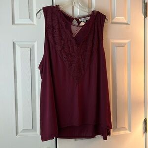 Wallflower Red Sleeveless Blouse V-Neck
